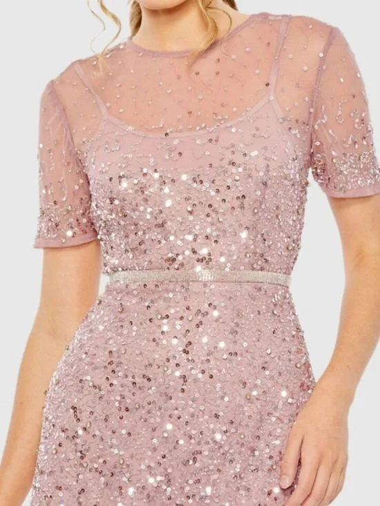 NWT Mac Duggal Sz 18 Rosewood Pink Sequin Gown 93909 - Picture 2 of 4